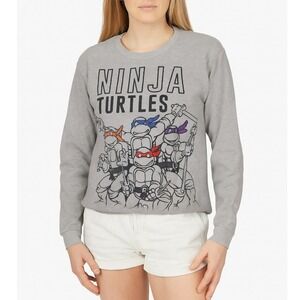 2015 TMNT Nickelodeon Pullover Sweatshirt • Soft Grey Unisex Small • Retro Vibes